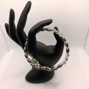 Alex and Ani Wire Silver and Clear Bead Bracelet